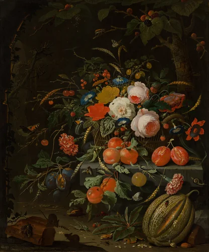 Flowers and Fruit by Abraham Mignon, painting