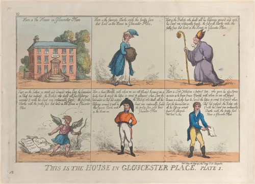 This is the House in Gloucester Place, Plate 1 by Thomas Rowlandson, print, 1809