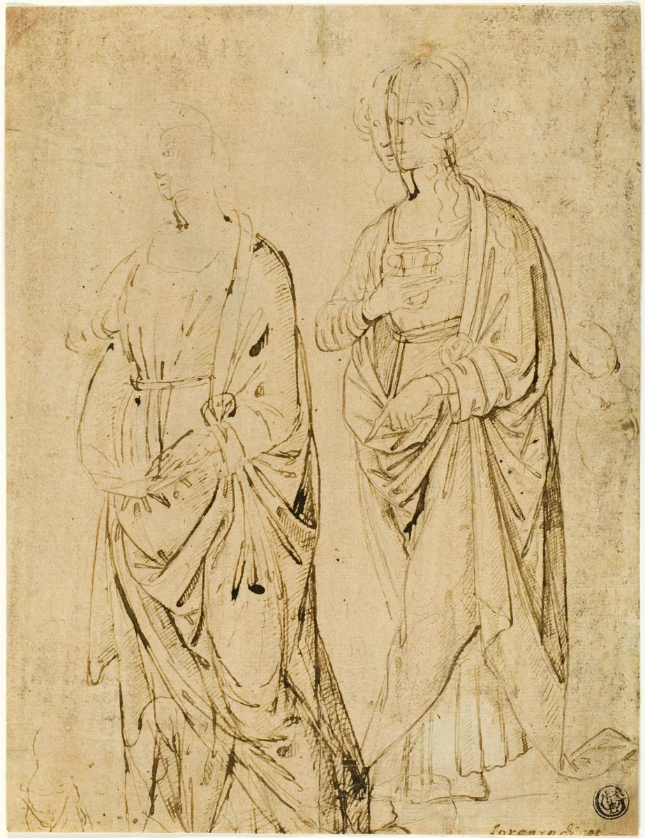 Saint Lucy and a Saint (recto); Alexander the Great in Profile (verso) by Agnolo del Mazziere, drawing, 1500-1512