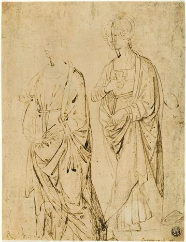 Saint Lucy and a Saint (recto); Alexander the Great in Profile (verso) by Agnolo del Mazziere, drawing, 1500-1512