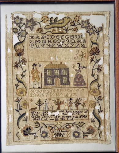 Embroidered Sampler by Elizabeth Easton, artwork, 1795