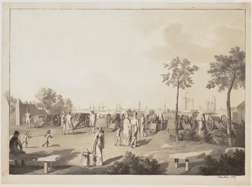 The Harbor of Copenhagen from the Esplanade between Langelinie Park and Toldboden or the Customs House by Christoffer Wilhelm Eckersberg, drawing, 1809