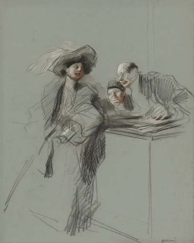 The Client by Jean-Louis Forain, drawing, 1852-1931