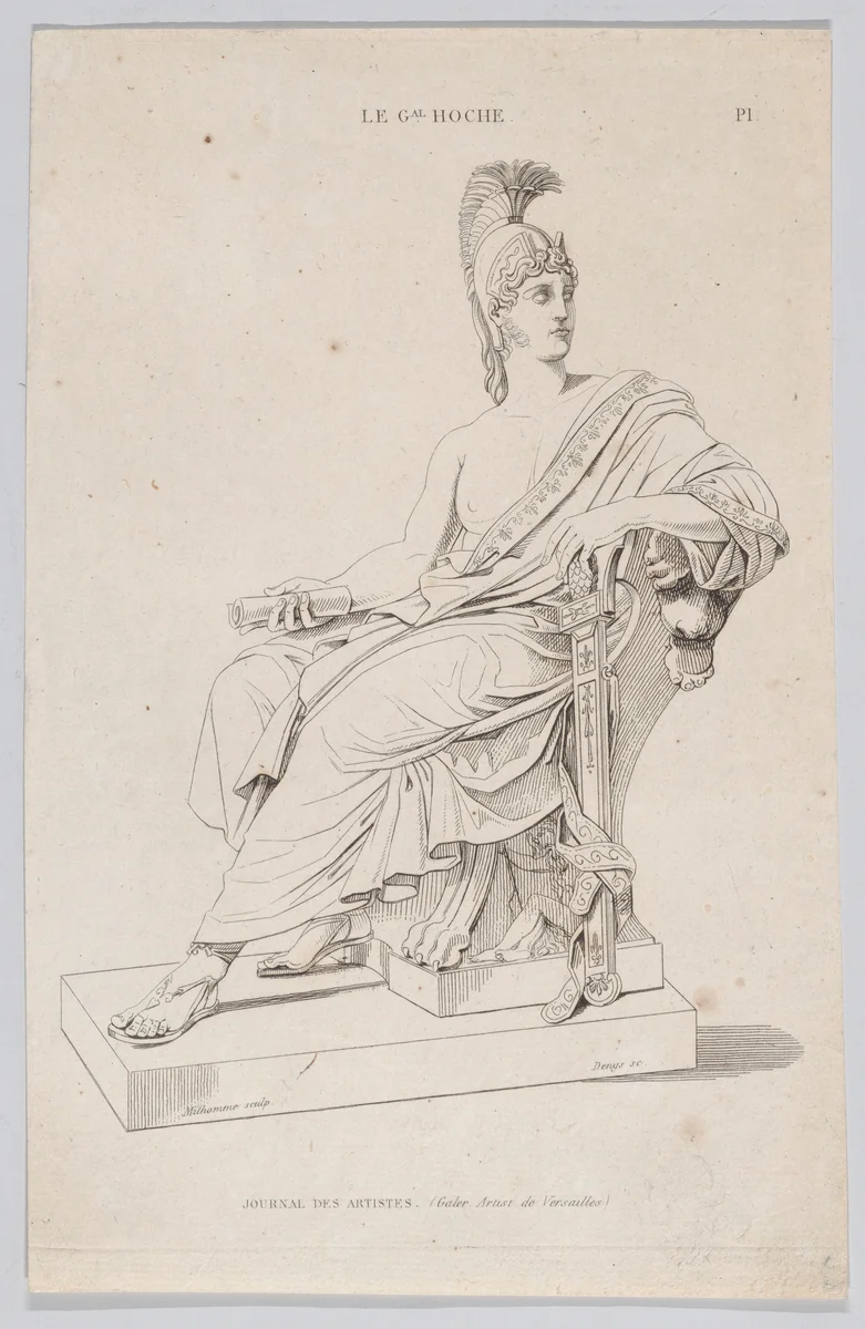 Statue of a seated Roman, from "Journal des Artistes" by anonymous, print, 1827-1848