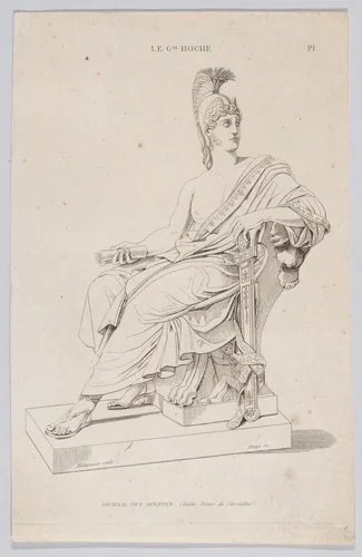 Statue of a seated Roman, from "Journal des Artistes" by anonymous, print, 1827-1848