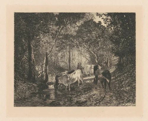 Vaches Sous Bois by Maxime Lalanne, print, 1872