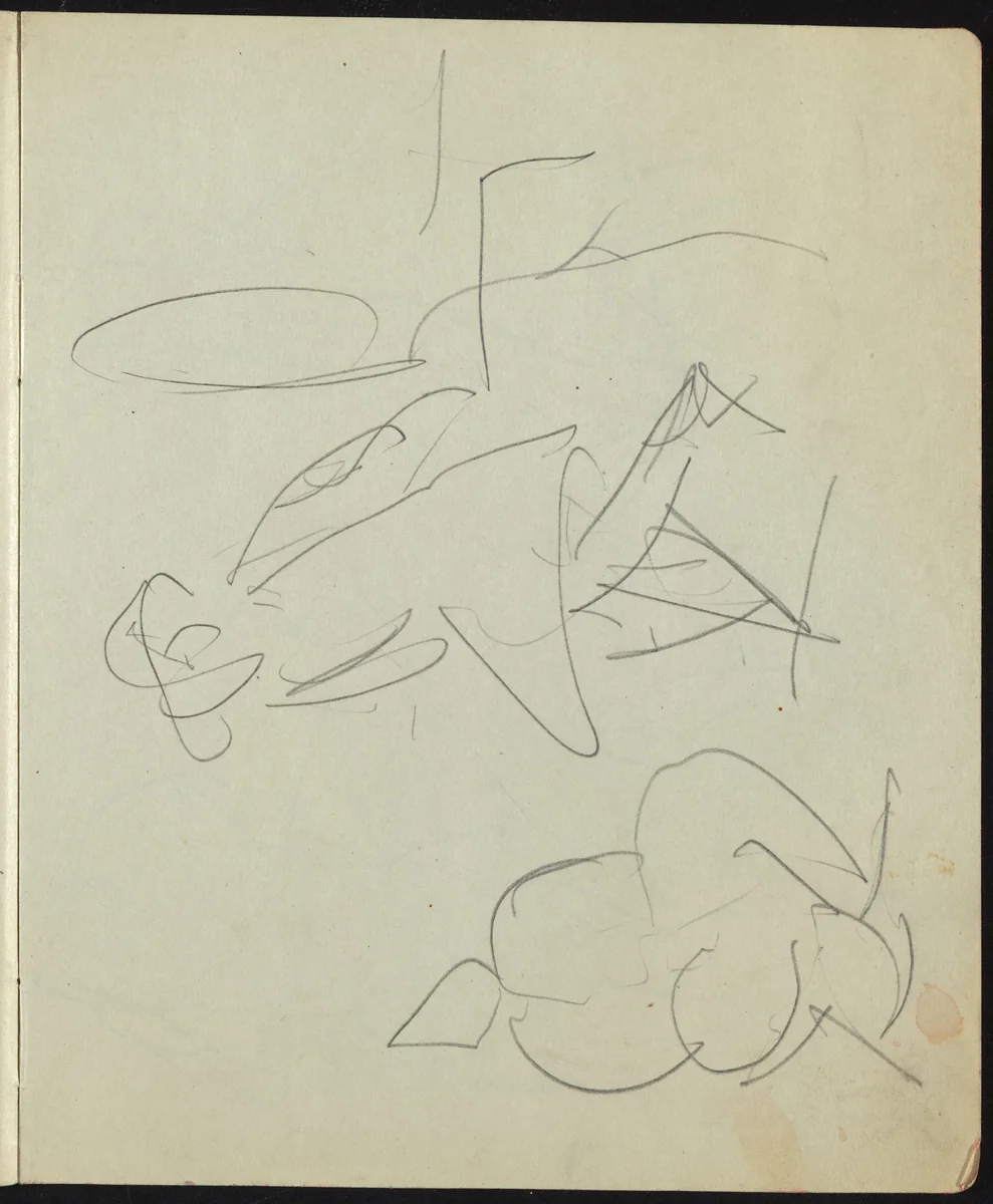 Dancers and Performers (Page from a Sketchbook) by Ernst Ludwig Kirchner, drawing, 1911