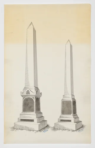 Two Obelisk Grave Monuments, Nos. 946, 1319 by Alexander Maxwell, drawing, 1840-1880