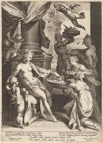 Venus Honored by the Nymphs by Jan Muller, print, 1586-1596