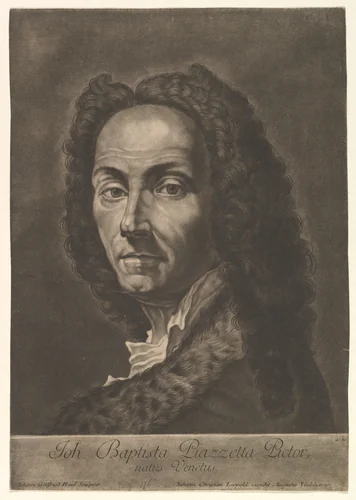 Portrait of Giovanni Battista Piazzetta by Johann Gottfried Haid, print, 1725-1754