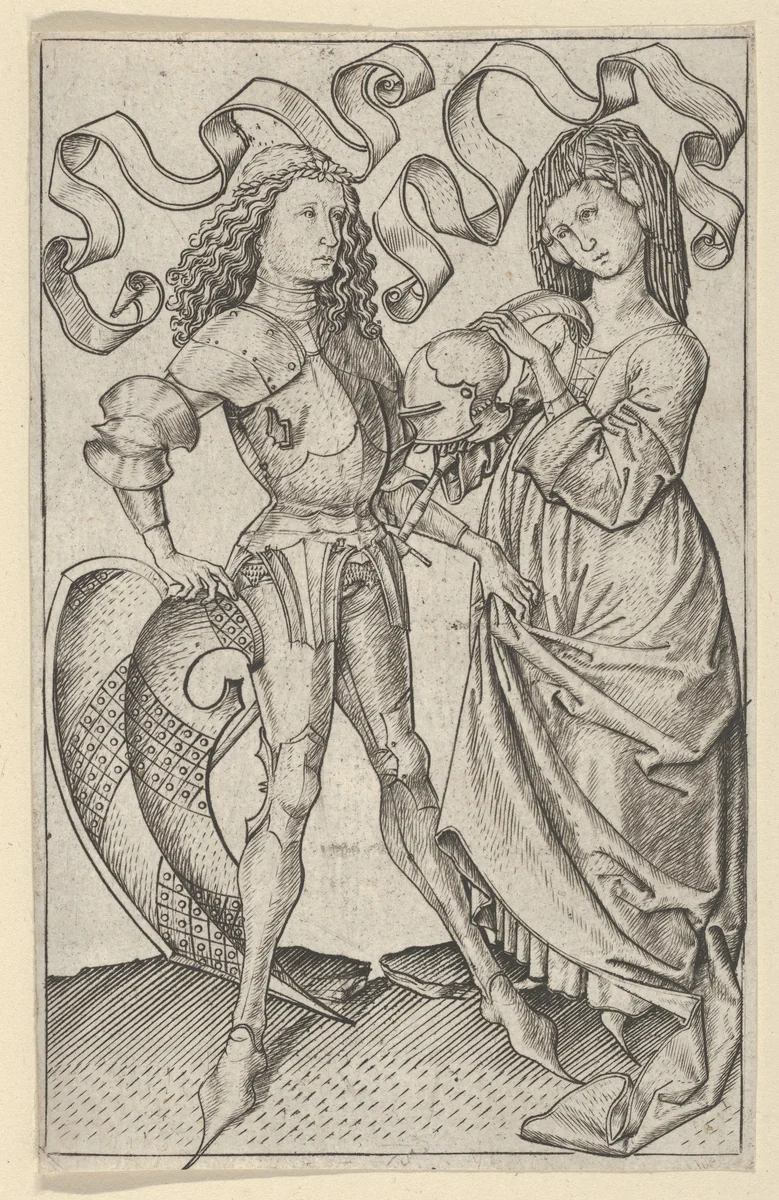 The Knight and the Lady by Master ES, print, 1445-1467