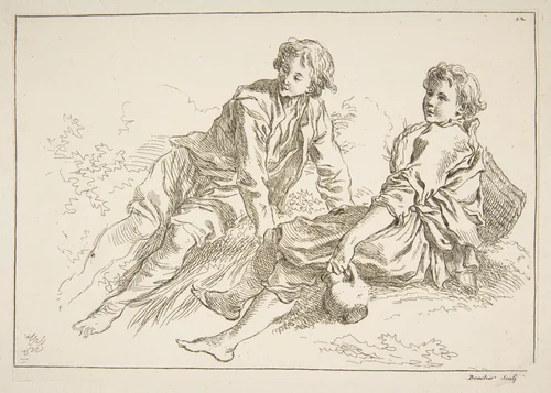 Sheet of Sketches, from "Livre d’étude d’après les desseins originaux de Blomart" by François Boucher, print, 1735