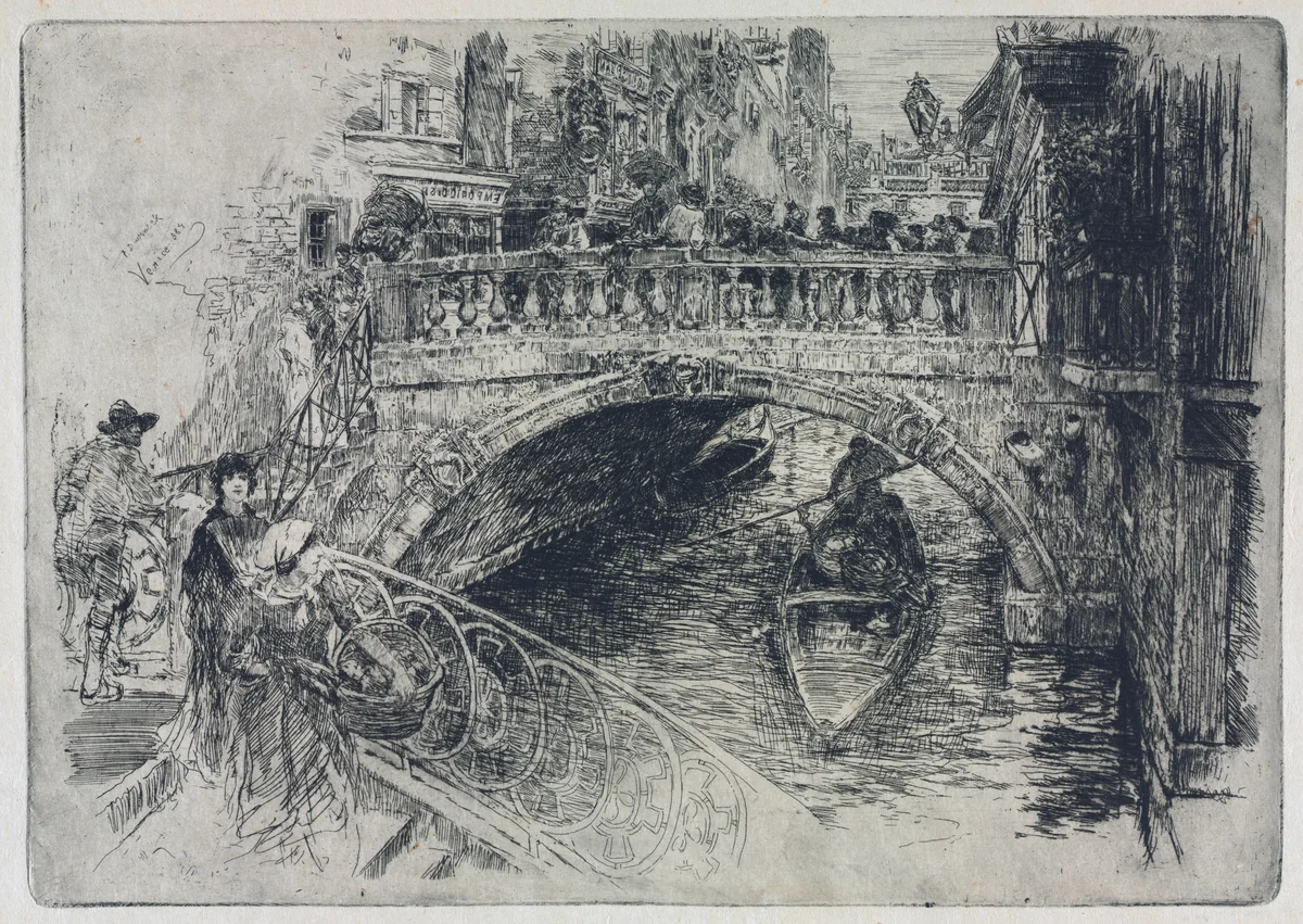 Venetian Bridge by Frank Duveneck, print, 1884