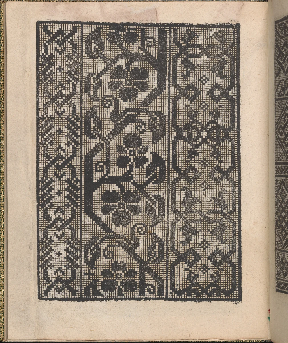 Ornamento delle belle & virtuose donne, page 21 (verso) by Matteo Pagano, book, 1554
