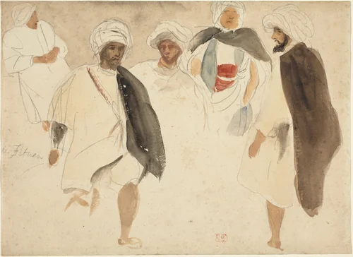 Study of Arabs by Eugène Delacroix, drawing, 1798-1863