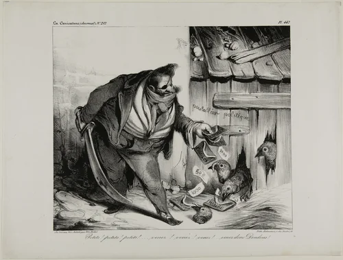 Come Here Little Chick, Chick..... Chick... Chick, Come Little Turkeys, plate 442 by Honoré-Victorin Daumier, print, 1834