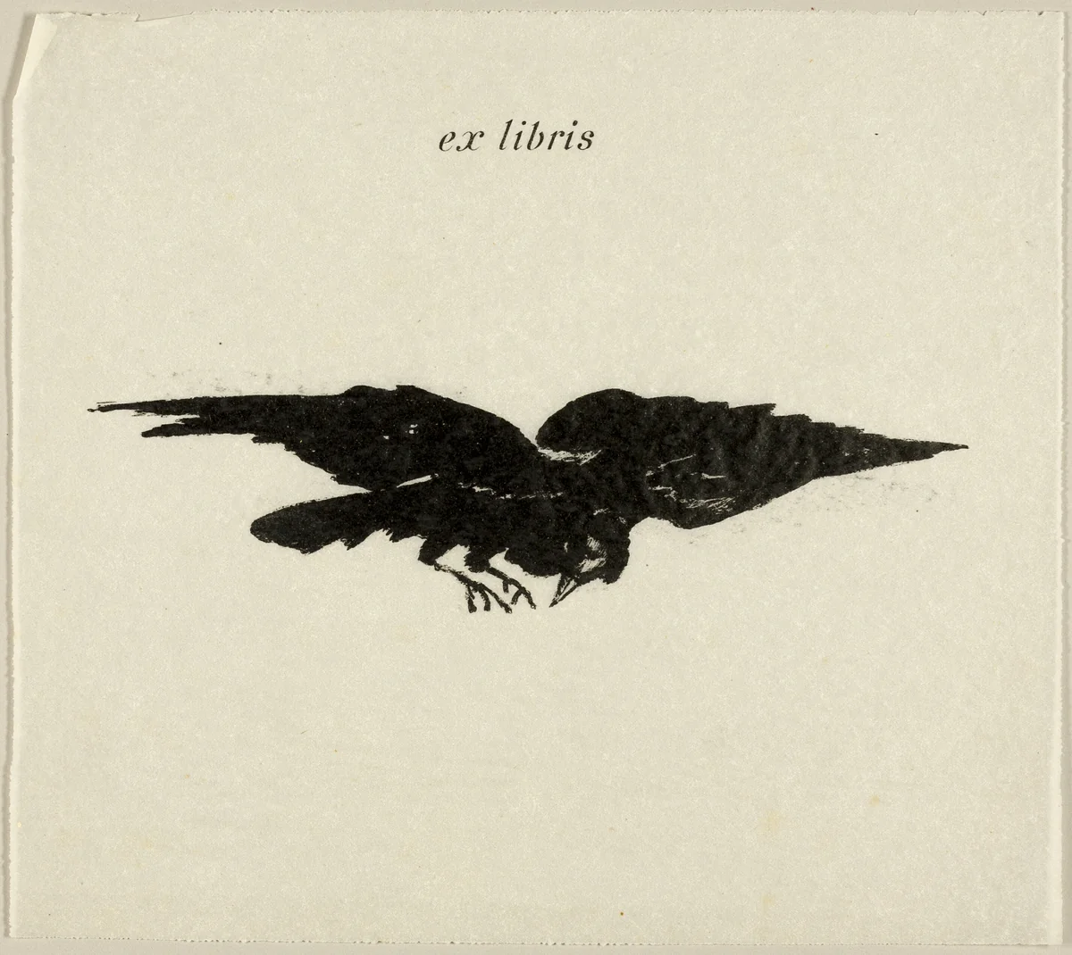Flying Raven: ex libris, from The Raven (Le Corbeau) by Édouard Manet, print, 1875