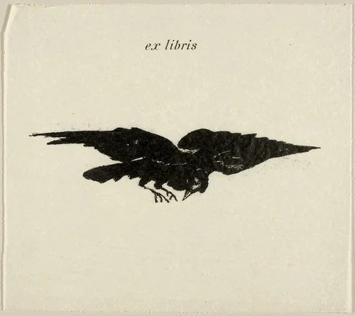 Flying Raven: ex libris, from The Raven (Le Corbeau) by Édouard Manet, print, 1875