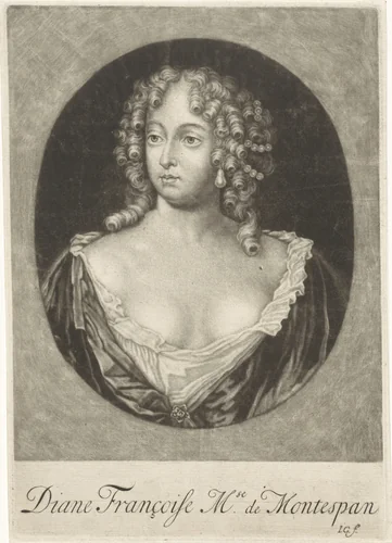 Portret van Françoise Athénaïs de Rochechouart by Jacob Gole, print, 1670-1724