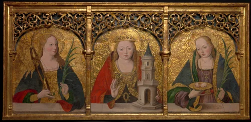 Saints Apollonia, Barbara, and Agatha by Master Alejo, painting, 1475-1500