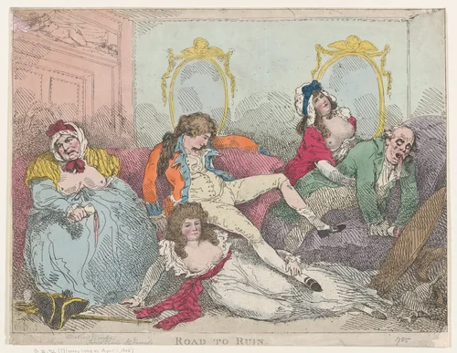 Road to Ruin by Thomas Rowlandson, print, 1785
