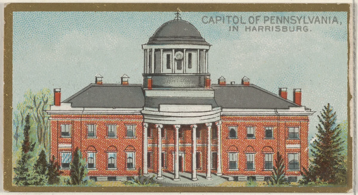 Capitol of Pennsylvania in Harrisburg, from the General Government and State Capitol Buildings series (N14) for Allen & Ginter Cigarettes Brands by Allen & Ginter, print, 1889
