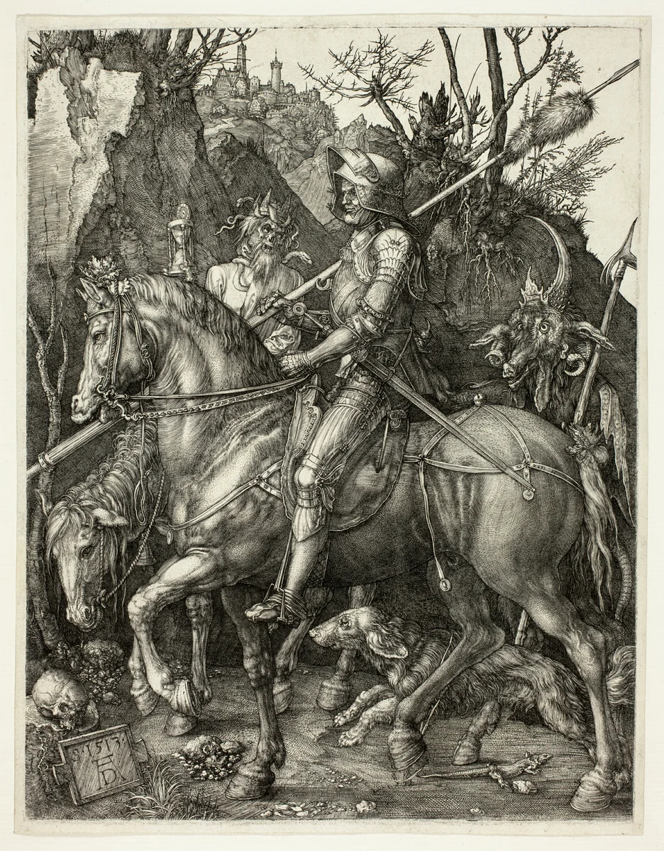 Knight, Death, and the Devil by Albrecht Dürer, print, 1513