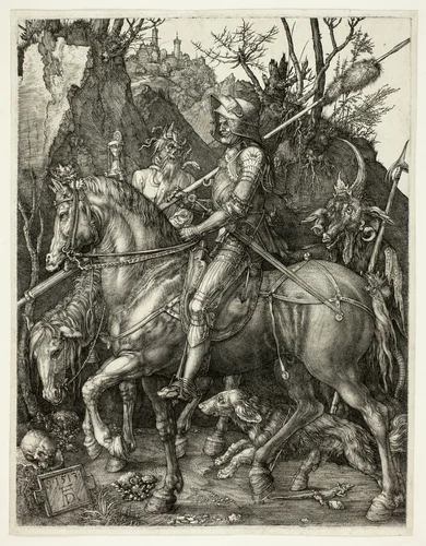 Knight, Death, and the Devil by Albrecht Dürer, print, 1513