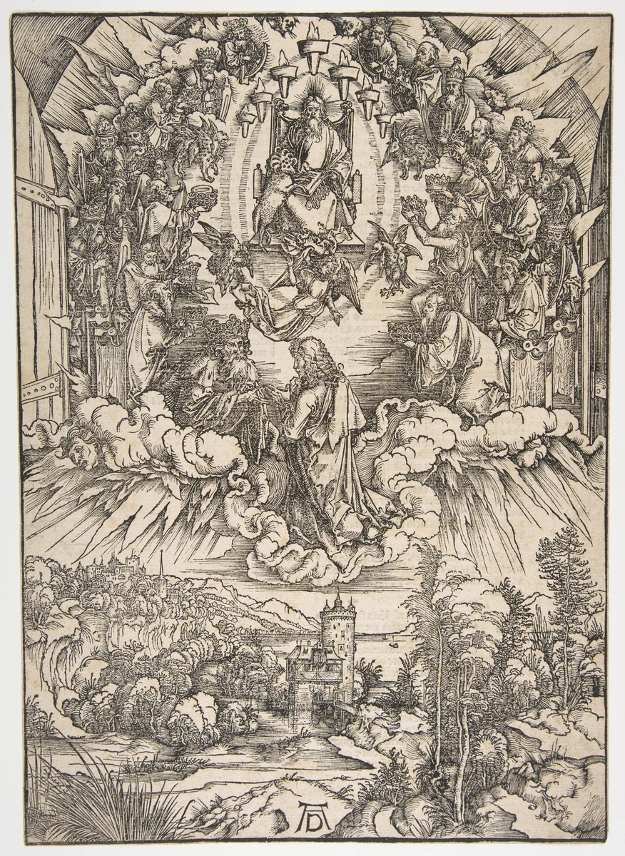 Saint John before God and the Elders, from The Apocalypse by Albrecht Dürer, print, 1485-1528