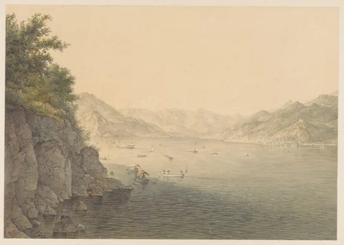 Varenna aan het Comomeer by Karoly Lajos Libay, drawing, 1824-1888