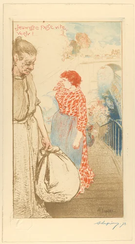 Laundresses (Blanchisseuses) (How Quickly Youth Fades! / Jeunesse passe vite vertu!), from "L'Estampe Originale" by Auguste Louis Lepère, print, 1893