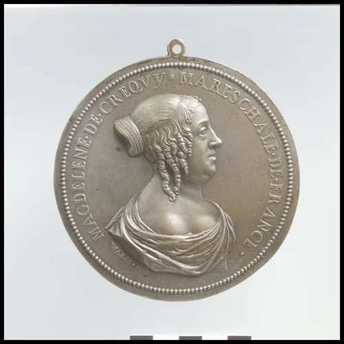 Madeleine de Créquy, Maréchale de Villeroy by Claude Varin, metalwork, 1651
