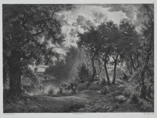 After the Shower by François-Louis Français, print, 1830-1870