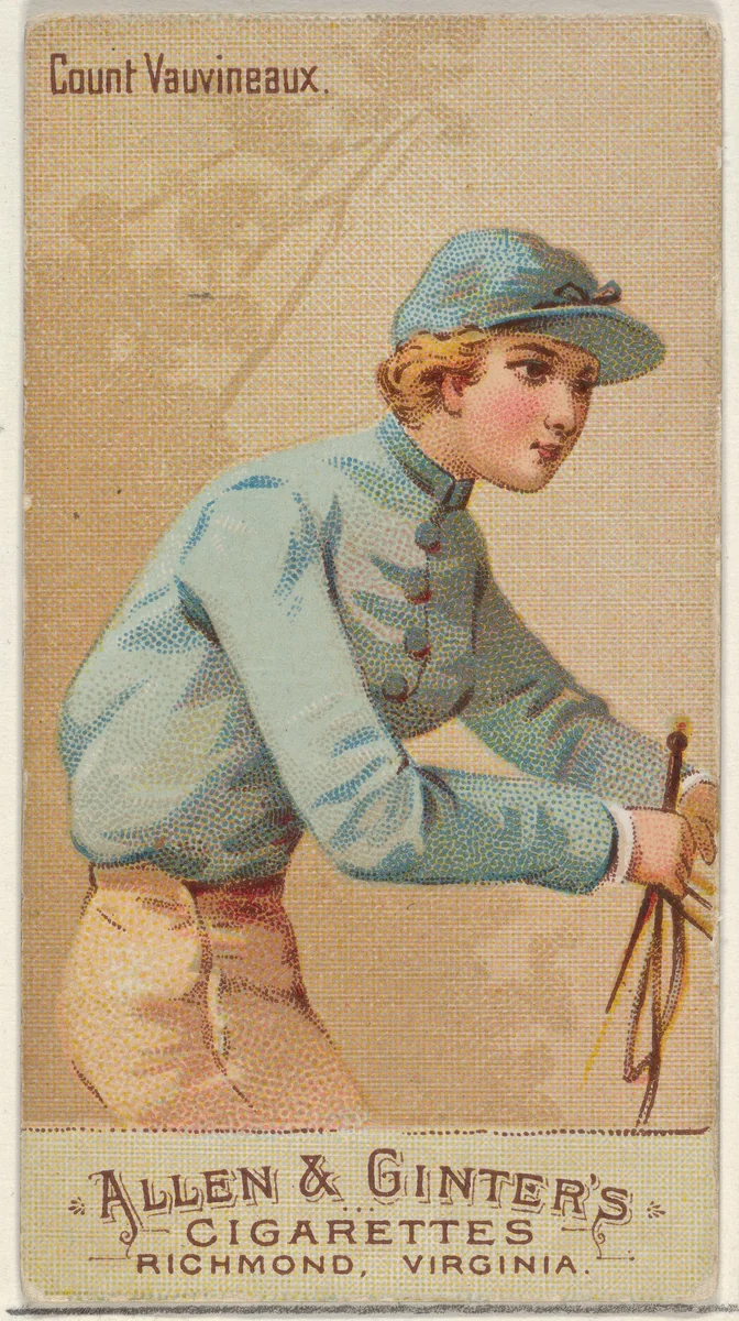 Count Vauvineaux, from the Racing Colors of the World series (N22b) for Allen & Ginter Cigarettes by Allen & Ginter, print, 1888