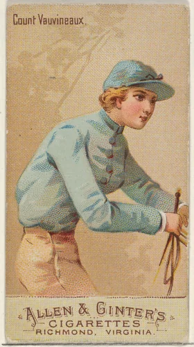 Count Vauvineaux, from the Racing Colors of the World series (N22b) for Allen & Ginter Cigarettes by Allen & Ginter, print, 1888