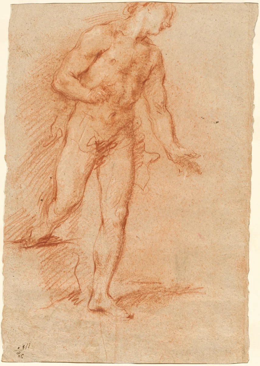 Male Nude by Gian Antonio Guardi, drawing, 1750-1759