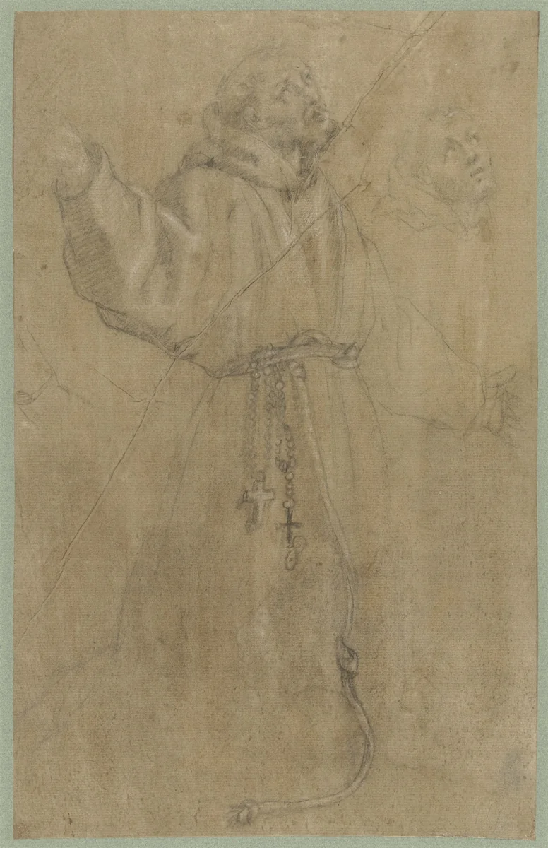 Heilige Franciscus op het ogenblik van de stigmatisatie by Cigoli, drawing, 1569-1613