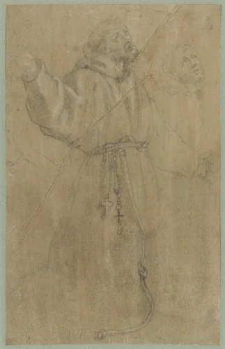 Heilige Franciscus op het ogenblik van de stigmatisatie by Cigoli, drawing, 1569-1613