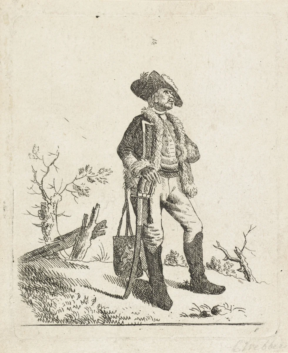 Landschap met een soldaat by Carel Webbers, print, 1781-1837