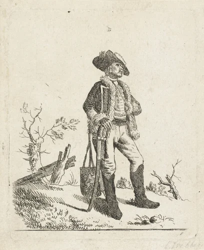 Landschap met een soldaat by Carel Webbers, print, 1781-1837