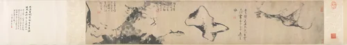 Fish and Rocks by Bada Shanren, painting, 1650-1699