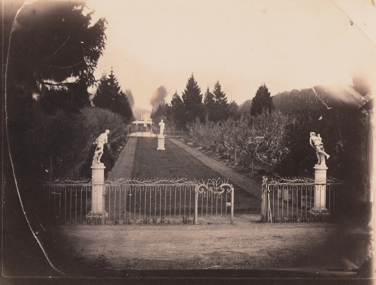 Garden Scene with Statuary by Paul Thivier, photograph, 1848-1858