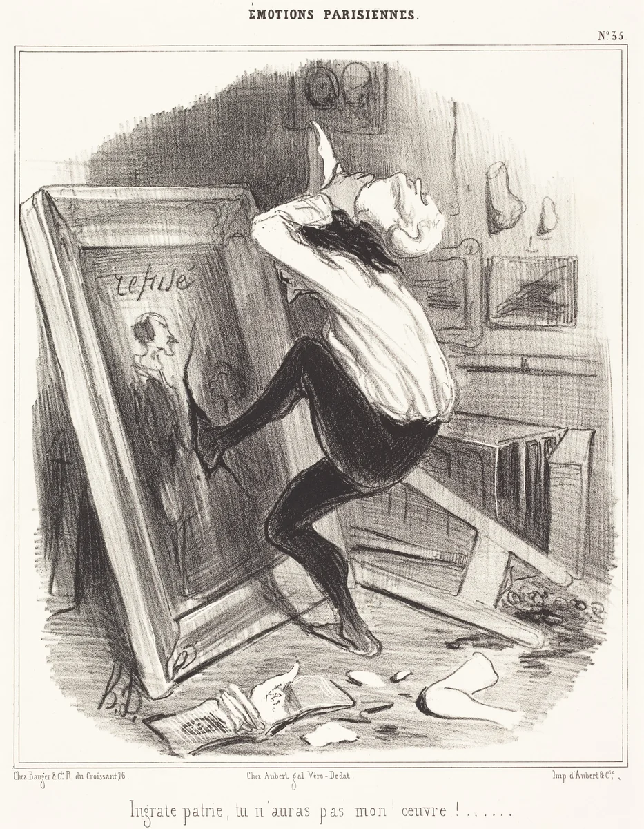 Ingrate patrie, tu n'auras pas mon oeuvre!... by Honoré Daumier, print, 1840
