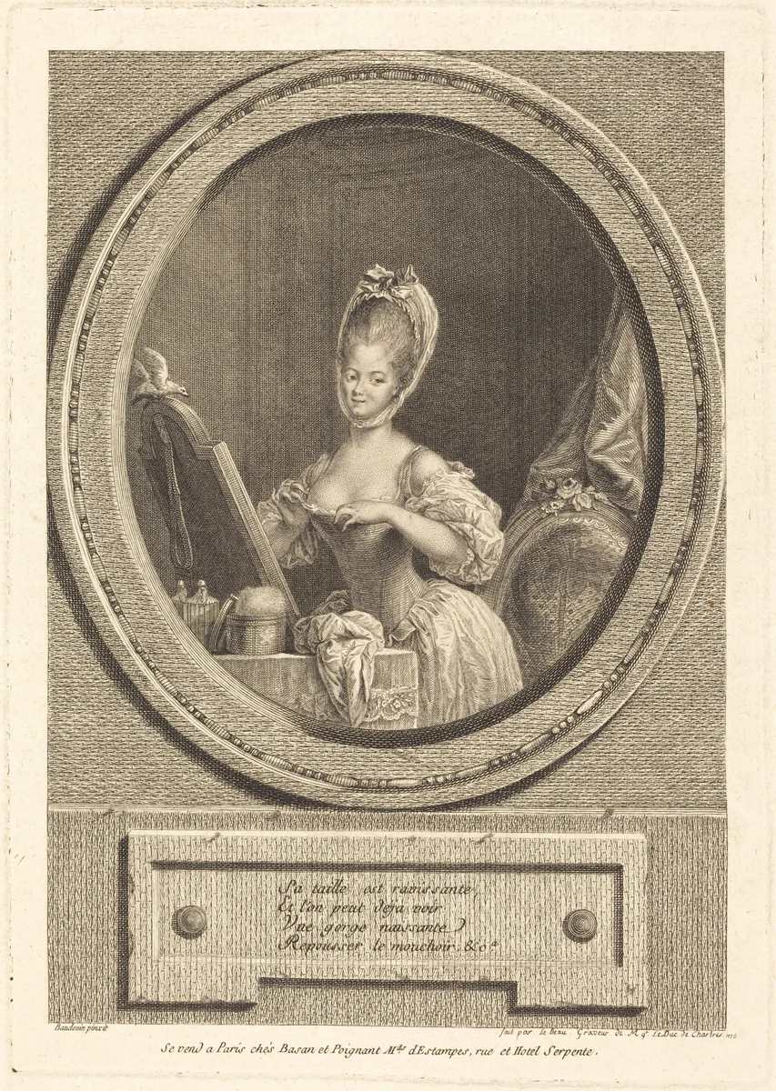 Sa taille est ravissante by Pierre Adrien Le Beau
Pierre-Antoine Baudouin, print, 1776