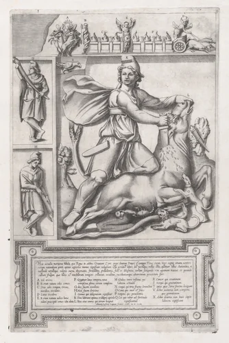 Statue of Mithras, from "Speculum Romanae Magnificentiae" by anonymous, print, 1564