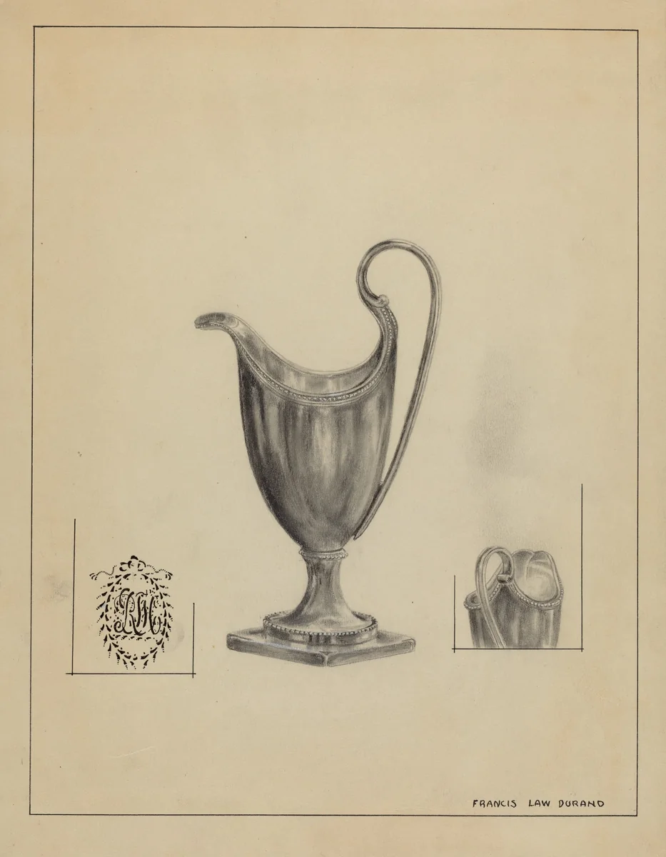 Silver Cream Pitcher by Francis Law Durand, index of american design, 1935-1942