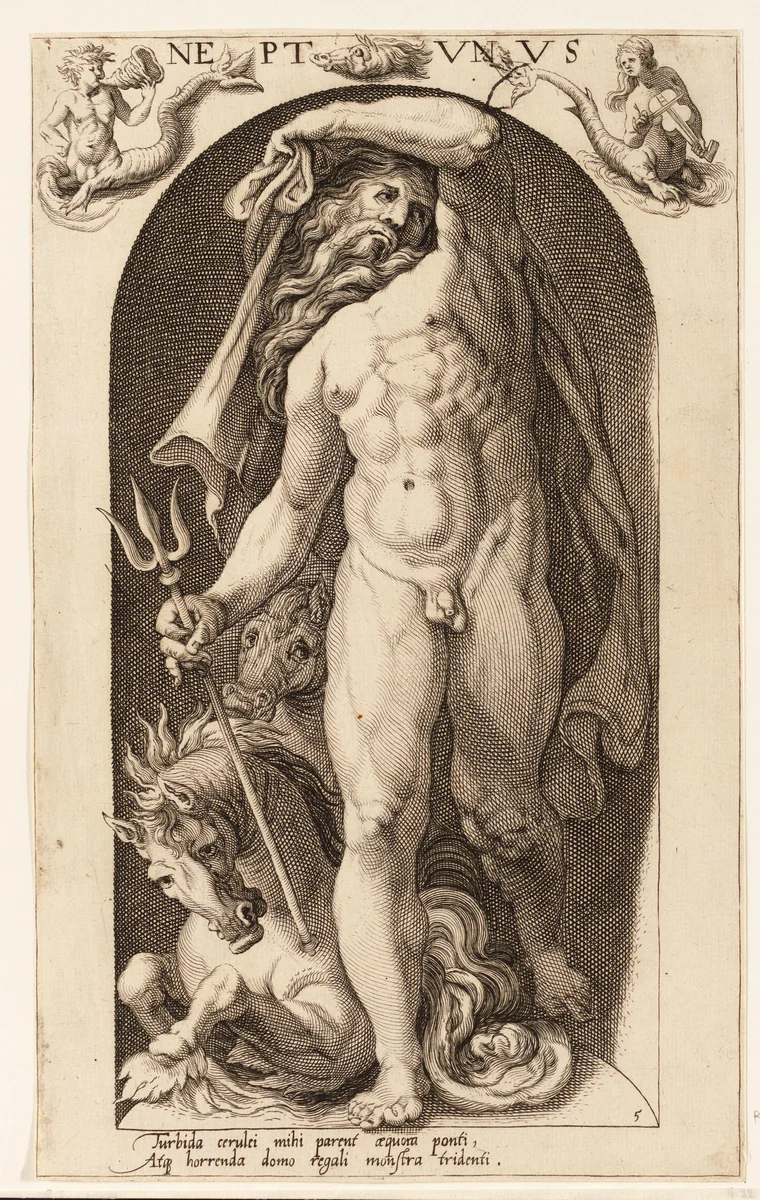 Neptunus by Nicolaas Braeu, print, 1598