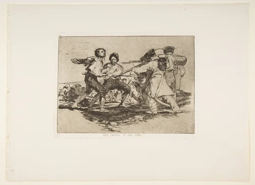 Plate 2 from "The Disasters of War" (Los Desastres de la Guerra): 'Rightly or wrongly' (Con razon ó sin ella) by Goya, print, 1810