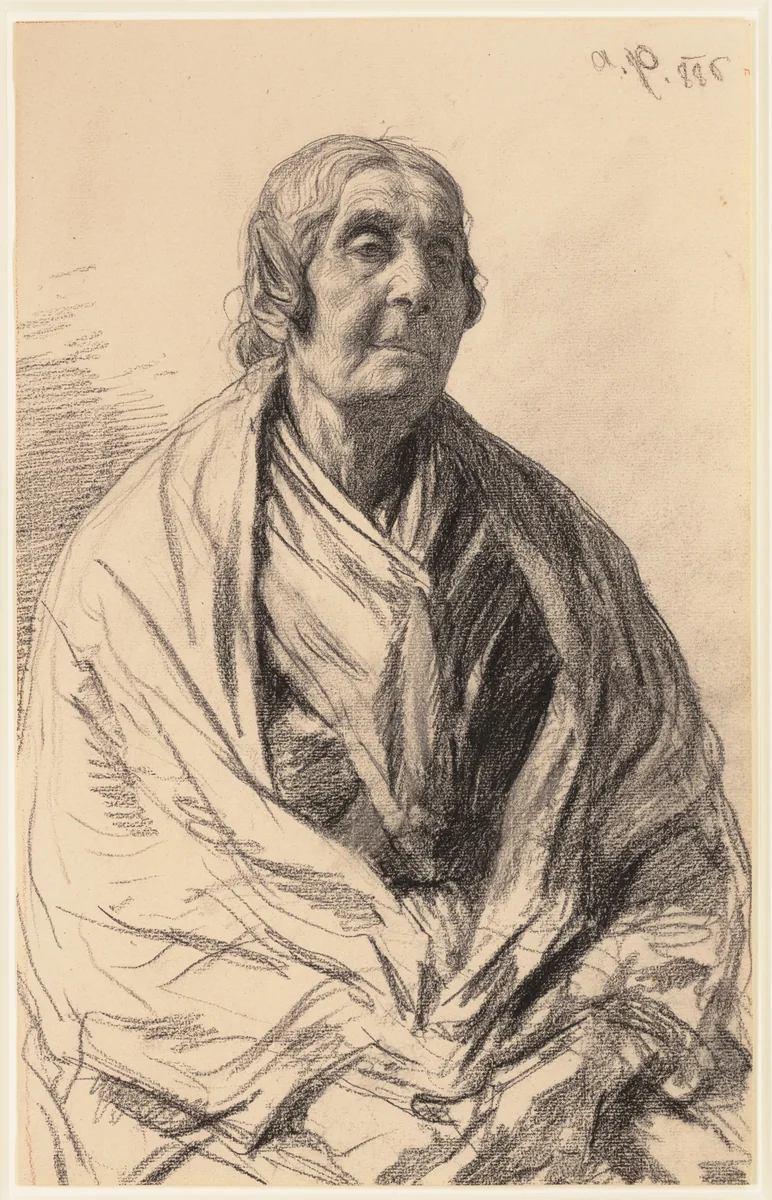 Study of an Old Woman by August Xaver Karl Pettenkofen, drawing, 1886
