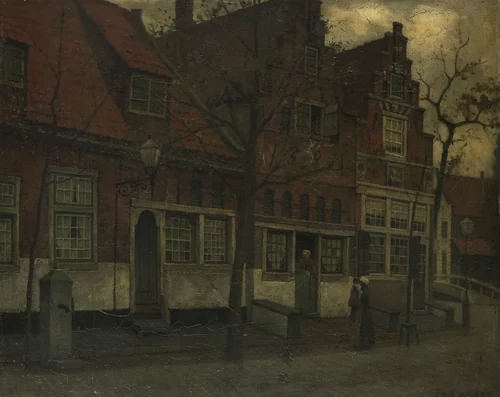 Houses on the Breedstraat, Enkhuizen by Eduard Karsen, painting, 1885-1900